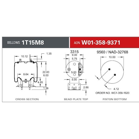 Firestone Air Spring, Suspension, 1T-Reversible Sleeve W013589371